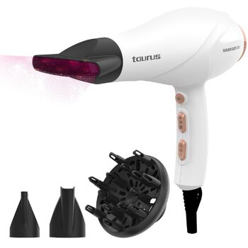 Фен Taurus Fashion Ionic 2600W Професійний AC-двигун Іонізація проти пухнастості 3 температурні режими та 2 швидкості Кнопка холодного обдуву Концентратор та 2 дифузори Чорний