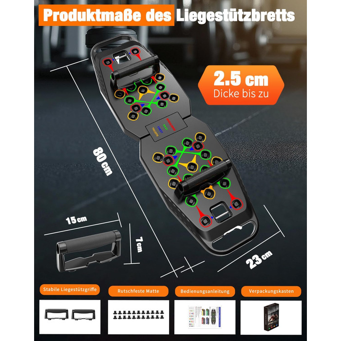 Дошка для віджимань 20-в-1, чорна, складна багатофункціональна дошка для домашнього тренування, портативна рама для віджимань, регульована дошка для віджимань, чорна, так, для чоловіків