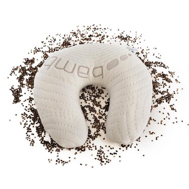 Органічна дорожня подушка для шиї, подушка для зняття болю в шиї, подушка для сну на боці зі знімним чохлом, подушка для підтримки шиї для дорослих 35x33 см. (Гречана лушпиння)