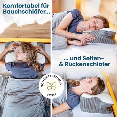 Ортопедична подушка для шиї подушка з піни з ефектом пам&39яті для сну на спині та на боці, ергономічна подушка для полегшення болю в шиї, дихаюча та сертифікована Oeko-TEX