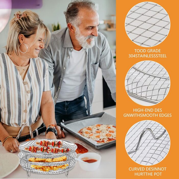 Стійка для фритюрниці Swsdee, кругла тришарова стійка для дегідратора для фритюрниці, 304 Аксесуари для стійки для дегідратора з нержавіючої сталі, підходить для фритюрниць 4.2QT-5.8QT