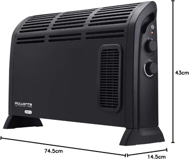 Конвекторний обігрівач Rowenta CO3035 Vectissimo Два рівні потужності Електричний обігрівач Для використання в приміщенні Для кімнат площею до 25 м, Чорний Конвектор