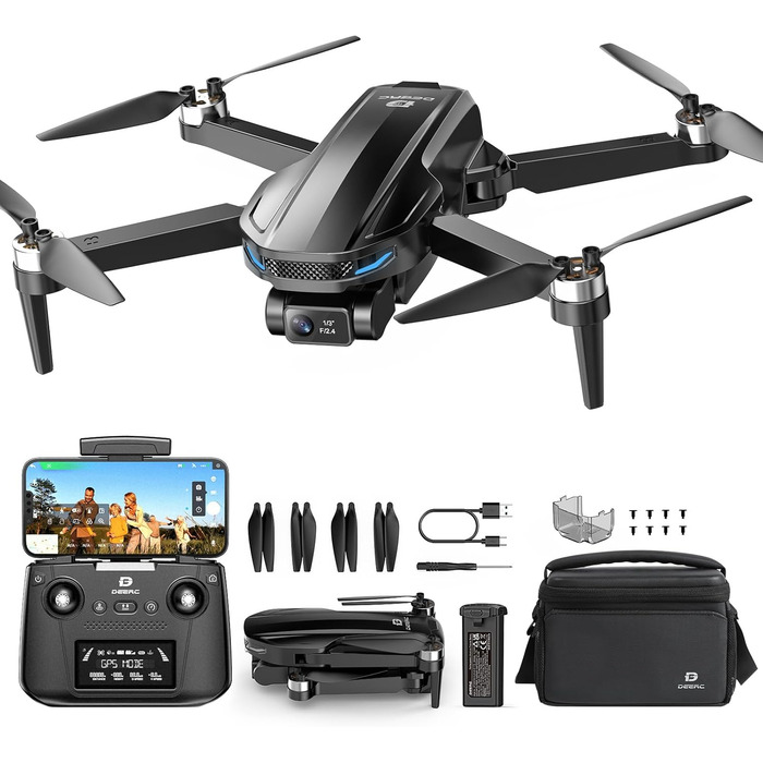 Дрон із камерою DEERC EIS 4K із 2-осьовим підвісом для дорослих, дрони D65 із дистанційним керуванням вагою до 249 г, GPS Follow M