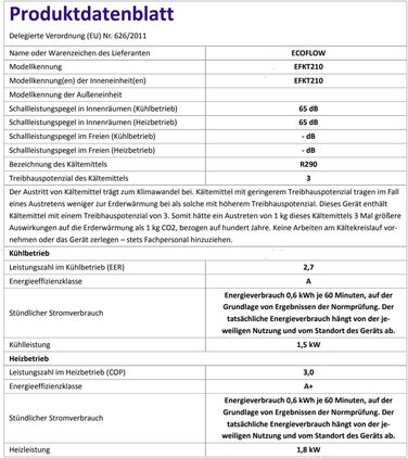 Портативний кондиціонер EF ECOFLOW WAVE 2, швидке охолодження 5100 BTU, нагрівання 6100 BTU, керування за допомогою додатка, можна поєднувати з акумулятором, не потребує зливу, для кемпінгу/автофургону на вулиці