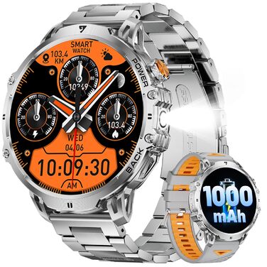 Розумний годинник LIGE Military для чоловіків - 1000 мАг/1,85 дюйма HD великий сенсорний екран/світлодіодна підсвітка, фітнес-годинник з більш ніж 110 спортивними режимами, відстеження серцевого ритму/сну, 2 браслети, водонепроникність IP68, спортивний го