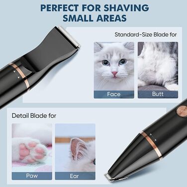 Тример для лап oneisall для собак з 2 головками лез, Paw Trim Pro dr Paws IPX7 Водонепроникний тример для лап собак Тиха машинка для стрижки собак-кішок для лап, очей, вух, обличчя, тіла