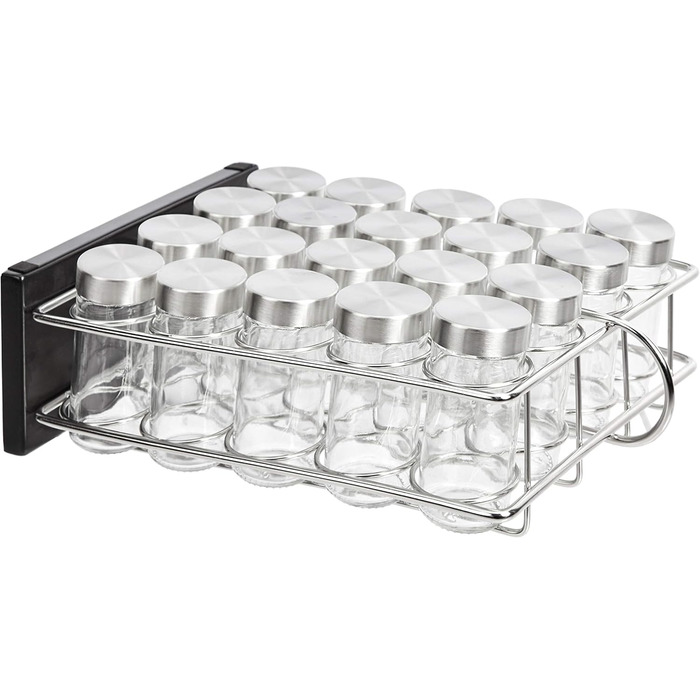 Стійка для спецій Storeo Basics з легованої сталі з 20 банками банки в комплекті сріблястий органайзер на 20 банок
