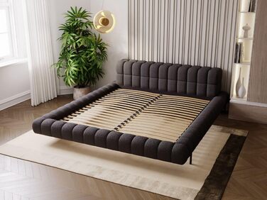 Уявіть собі ліжко 180x200, М&39яке ліжко без місця для зберігання, М&39яке ліжко з металевими ніжками, Тканина букле, з рейковою основою, з узголів&39ям, без матраца (Чорний, 180x200) Чорний 180x200