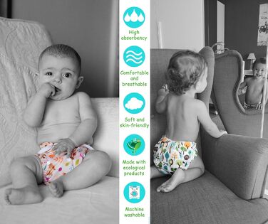 Набір з 5 вкладишів для підгузників, виготовлених з 100 бамбукових волокон, чотиришарові, можна прати. Антибактеріальні антиалерге