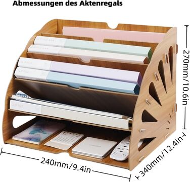 Дерев&39яний лоток для документів, лоток для листів А4 з 5 відділеннями, настільний органайзер для файлів, лоток для паперу, система зберігання файлів, тримач для документів для офісу, тип B