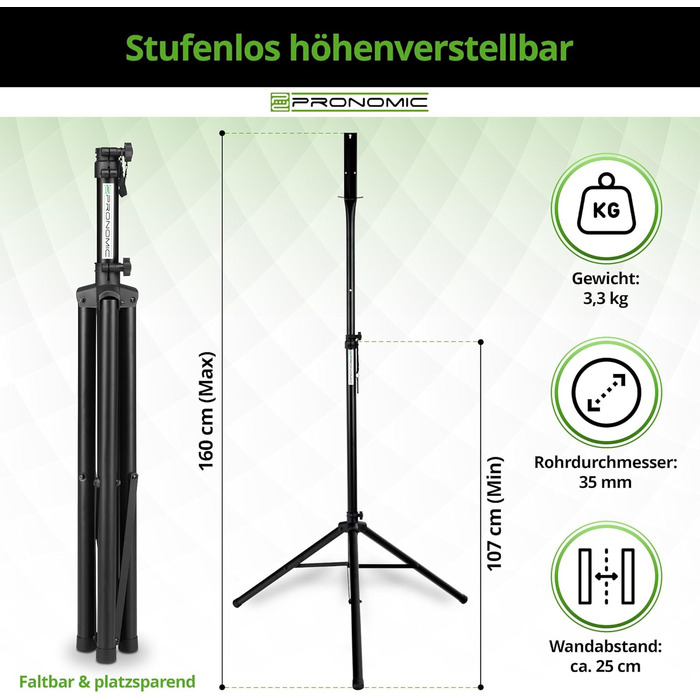 Стійка для мішні для дартсу Pronomic DA-45S - Тримач для мішні - Сталева стійка для дартсу - Безступінчасте регулювання висоти, чорний колір