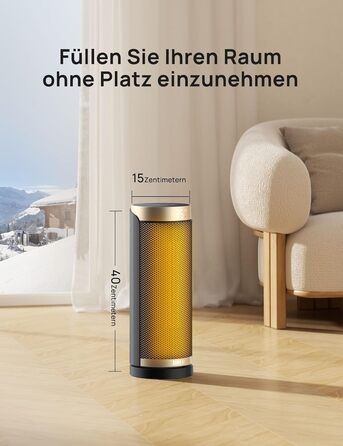 Енергозберігаючий вентилятор-обігрівач Dreo, керамічний PTC нагрівач, тихий, коливальний електричний обігрівач 70 з пультом дистанційного керування, 12-годинний таймер, 3 режими, 3 швидкості, захист від перегріву та перекидання, Solaris Slim H3 Standard G