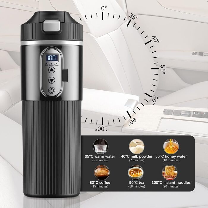 Електричний чайник автомобільний 12V/24V, електричний чайник для автомобіля 12 Вольт 24 Вольт з прикурювачем, кемпінговий чайник д