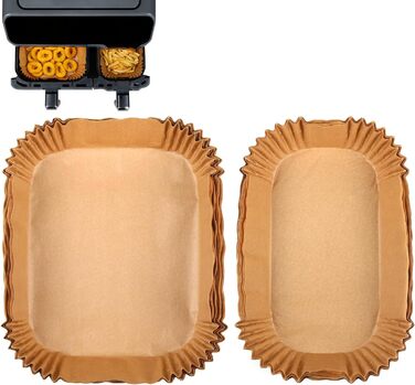 Папір для випічки GINOYA для Tefal EY9018 Dual Easy Fry 5.2/3.1 л, мультипіч Philips з подвійним кошиком 3000 серії, Moulinex 8.3 л, Cecotec, DMS, фритюрниці Аксесуари для двокамерної фритюрниці 100 шт. , папір для випічки для Tefal EY9018