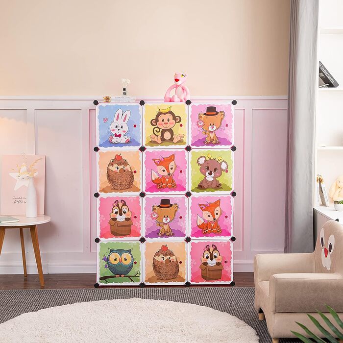 Розширювана дитяча полиця Дитяча шафа Сходинкова полиця Книжкова полиця з дверцятами та 2 вішалками, Глибші відділення, ніж зазвич