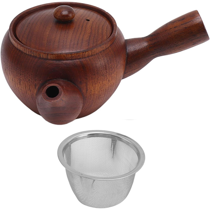 Дерев'яний чайник Holz-Teekanne, традиційний дерев'яний чайник з вишуканим свистком, виготовлений вручну в стилі Кунг-Фу для дому, офісу та ресторану