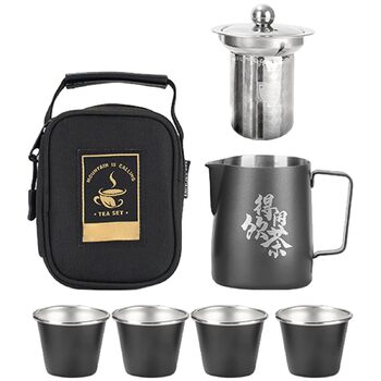 Чайний набір у китайському стилі з нержавіючої сталі портативний набір для подорожей, для любителів чаю та кави, для дому, подорожей та відпочинку на природі