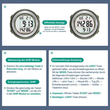 Водонепроникний годинник-крокомір для людей похилого віку без Bluetooth, не потрібен додаток, з крокоміром, лічильником калорій та великими РК-цифрами, чорний