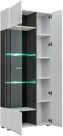 Модульна настінна шафа для вітальні SOLIDO Twin, стінка під телевізор, білий глянець