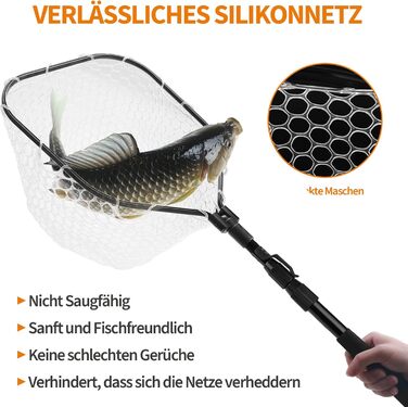 Телескопічний рибальський підсак, гумований рибальський сітка, складний підсак, сітка для ставка, сітка для коропа, рибальська сітка, гумова сітка для прісноводного/солоного риболовлі, рибальські аксесуари 120 см