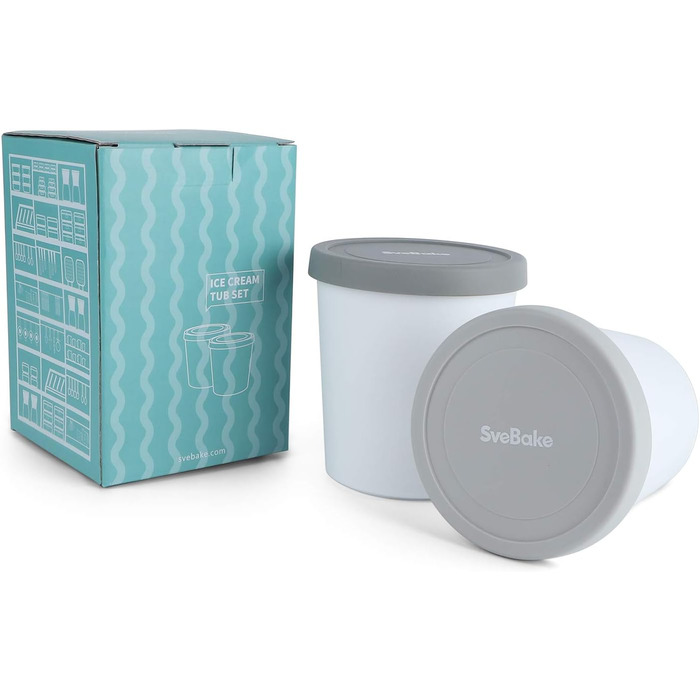 Контейнери для морозива 1 л - набір з 2 предметів, формочки для льоду з силіконовими кришками, контейнери для домашнього морозива 2 шт.-1 л