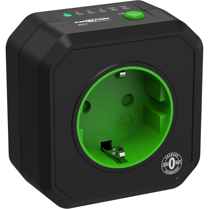 Розетка з таймером ANSMANN - перемикається, компактна енергозберігаюча розетка з таймером зворотного відліку для приміщень, новорічна прикраса, без споживання в режимі очікування, чорна, 2500 Вт