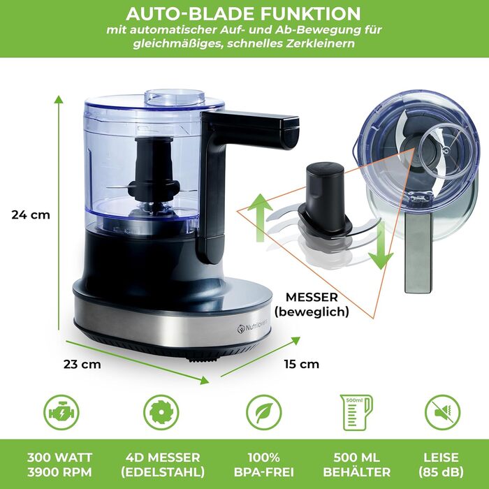 Подрібнювач кухонний електричний з функцією AUTO-BLADE - без вмісту BPA - німецький бренд - Кухонний комбайн універсальний подрібн