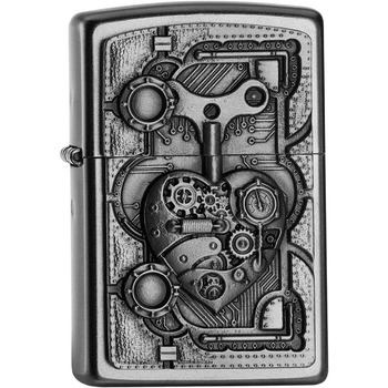 Запальничка Zippo PL STEAM Punk Heart, латунна, з вигляду нержавіючої сталі, 1 x 3,5 x 5,5 см