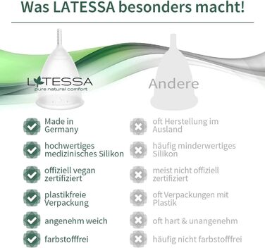 Менструальна чаша LATESSA, тест дуже хороший, зроблено в Німеччині, без бісфенолу А, менструальна чаша, менструальна чаша, менструальна чаша, менструальна чаша, альтернатива тампонам і прокладкам, розмір L, велика