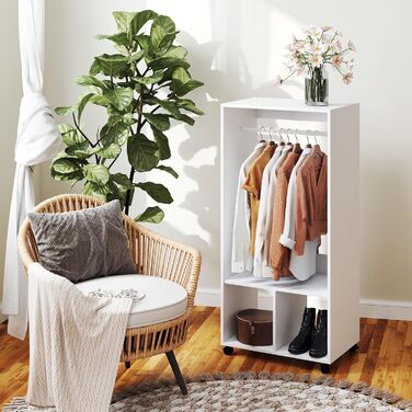 Мобільна шафа HOMCOM з полицями, 4 поворотні колеса для вітальні та спальні, алюмінієвий сплав, 60 x 40 x 127 см, білий