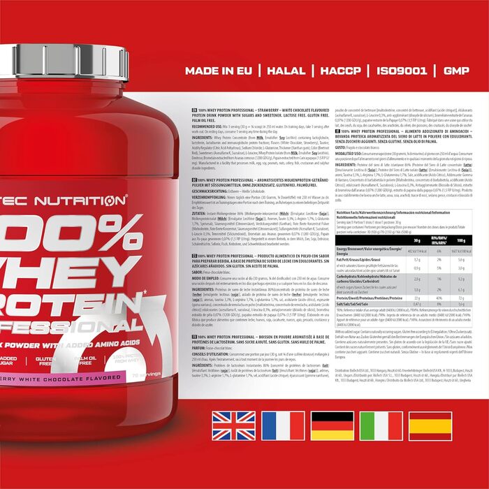 Протеїн BioTechUSA 100% Whey Protein Professional, полуниця-білий шоколад, 2,35 кг (78 порцій)