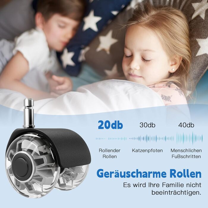 Коліщатка для офісних стільців (1000 кг) - 122 мм, плавно котячі та тихі ролики для твердої підлоги, стілець для ігрових стільців, підходить для будь-якої підлоги, без подряпин (комплект з 5 шт.) сірого кольору 11 мм