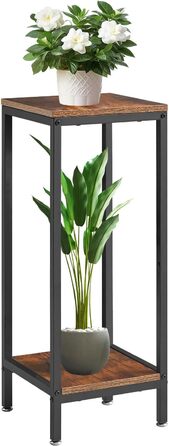 Підставка для квітів IBUYKE на 2 рівні, дерев&39яна підставка для рослин висотою 76 см, сучасна квадратна підставка для квіткових горщиків, драбина для декору вітальні, балкону, сільського коричневого кольору TMJ071H, сільського коричневого кольору, прямо