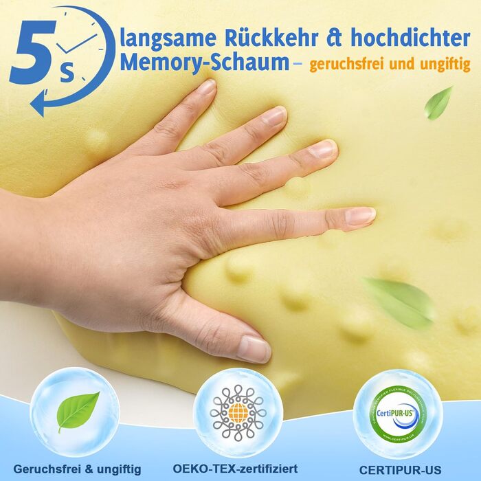 Ортопедична подушка для шиї з піни з ефектом пам&39яті Ергономічна подушка від болю в шиї, регульована по висоті подушка для сну на боці з дихаючим чохлом для спокійного сну, біла