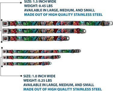 Нашийник для собак Buckle-Down AVD Marvel Avengers, багатокольоровий, розмір L (15-26 дюймів, ширина 2.5 см)