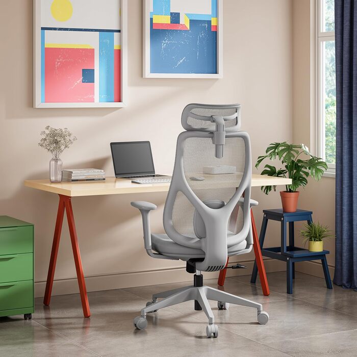 Ігрове крісло, Ергономічне офісне крісло, Робоче крісло, Крісло керівника, Обертове крісло, Регульоване робоче крісло для домашнього офісу, Геймери до 150 кг, Комп&39ютерне крісло, Офісне крісло - MOYO Grey