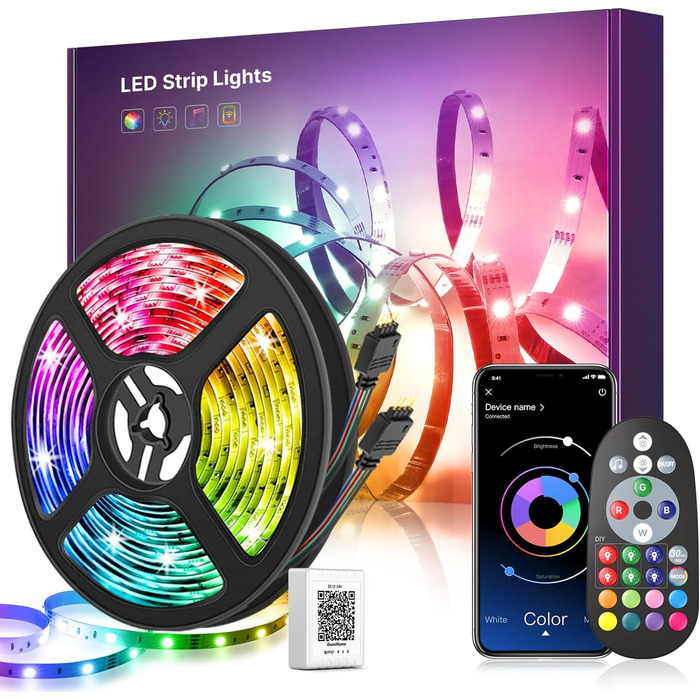 Світлодіодна стрічка 30м, зміна кольору світлодіодної стрічки Bluetooth RGB Світлодіодний світловий ланцюжок 30М з управлінням дод