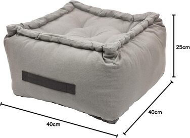 Товста підлогова подушка, однотонна - висота 25 см - кілька кольорів - пуф - оттоманка - табуретка - 40x40x25 см - 100 бавовна (170 г/м2) (світло-сіра)