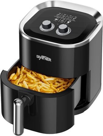 Фритюрниця Grafner XL 3,6 літра, 1200 Вт, система приготування 360, кошик для смаження з антипригарним покриттям, таймер на 30 хвилин, плавне регулювання температури до 200C, фритюрниця без жиру, фритюрниця без олії