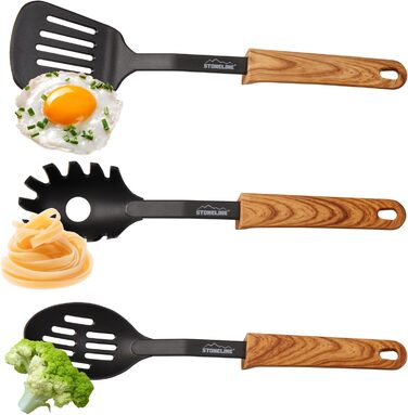 Набір кухонного посуду STONELINE Back to Nature з 9 предметів, ручки під дерево, пластик, з практичною підтримкою, підходить для п