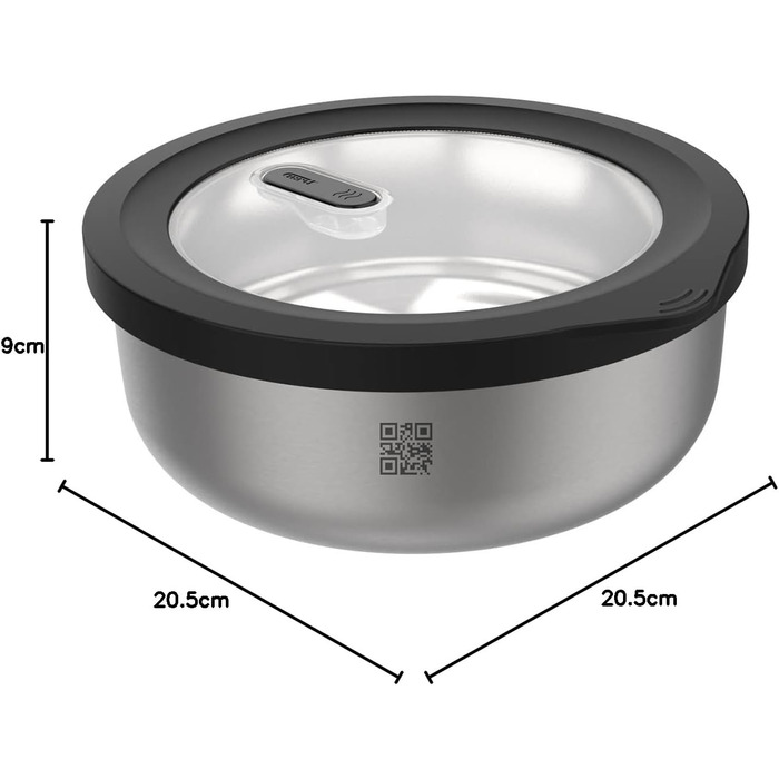 Круглий контейнер для зберігання продуктів GEFU PROVIDO об&39ємом 2000 мл, стійкий до холоду та тепла, інтелектуальне керування запасами через додаток