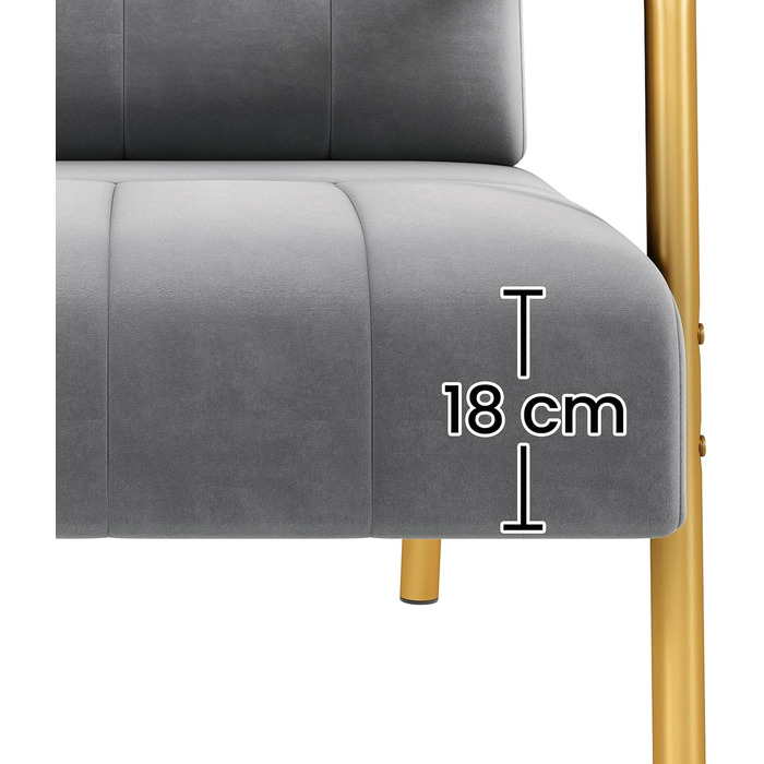 Крісло Yaheetech, оксамитове крісло для відпочинку, м&39яке крісло з металевими ніжками, одинарне крісло шириною 71,5 см, розслаблююче крісло для вітальні/домашнього офісу, світло-сіре