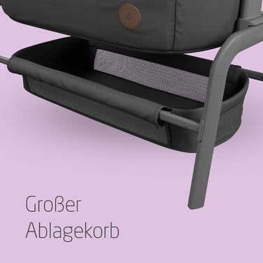 Дитяче ліжечко Maxi-Cosi Iora, складне, 0-6 місяців, макс. 9 кг, 4 положення нахилу та 5 положень висоти, легко штовхати, зручний матрац, великий кошик, легко переносити, колір Essential Graphite