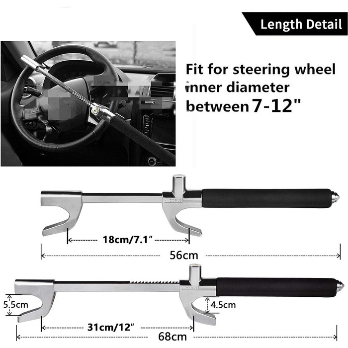 Блокування керма Автомобільний Протиугінний Кермо Кігтеподібний бар'єр Протиугінна планка з 3 ключами