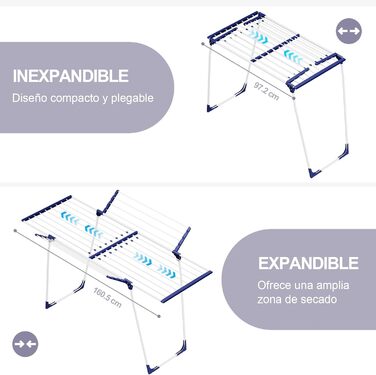 Сушарка для одягу, Сушарка для одягу з крилами, Сушарка для одягу, Висувна складна сушарка для одягу з мішком для затискачів та тр