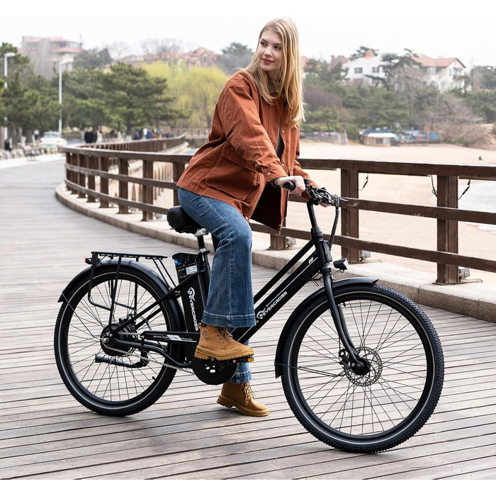 Електричний велосипед EVERCROSS EK8 для дорослих, 26-дюймовий електровелосипед - двигун 250 Вт, акумулятор 36 В 10,4 Аг, 15/20/25 км/год, максимальне навантаження 120 кг, гірський електровелосипед для жінок та чоловіків, чорний стандарт