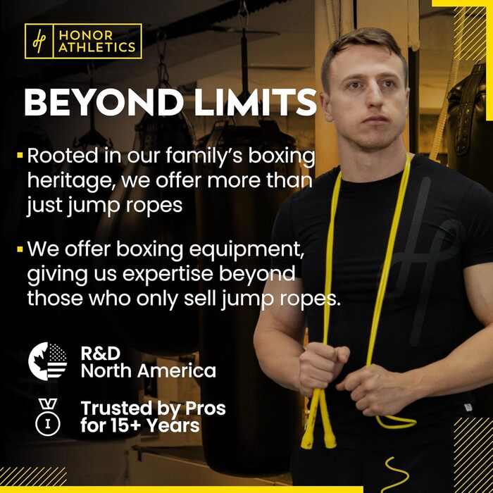 Боксерська скакалка Honor Athletics Pro 3.0, 5.3 мм, для використання в приміщенні та на вулиці, регульована для боксу, надміцна, стійка до перегинів суміш TPU-PVC, неламкі ручки, регульовані чорні ручки / чорна скакалка