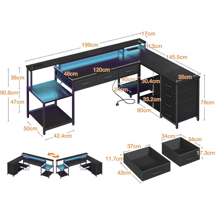 Ігровий стіл Coleshome, 199,5 x 145,5 см, метал / дерево / тканина, чорний