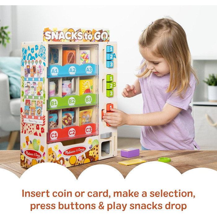 Ігровий набір Торговий автомат Melissa & Doug, 19 деталей, зі снеками, напоями та монетами, розвиваюча іграшка для дітей від 3 років