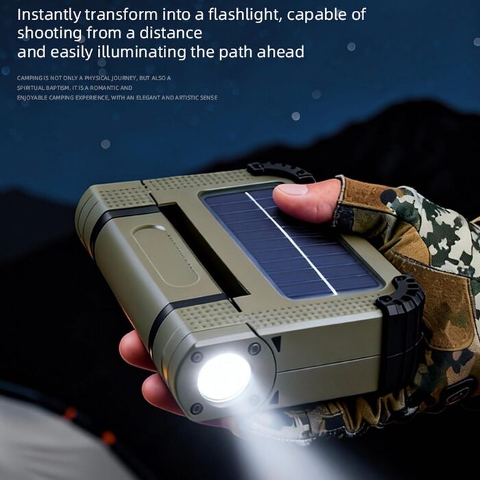 Сонячний кемпінговий ліхтар - Акумуляторний водонепроникний ліхтарик Сонячний світлодіодний кемпінговий ліхтар на відкритому повітрі Піший туризм, нічна риболовля, прогулянки, робота в приміщенні